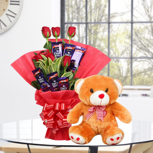 Roses Chocolate Bunch & Teddy